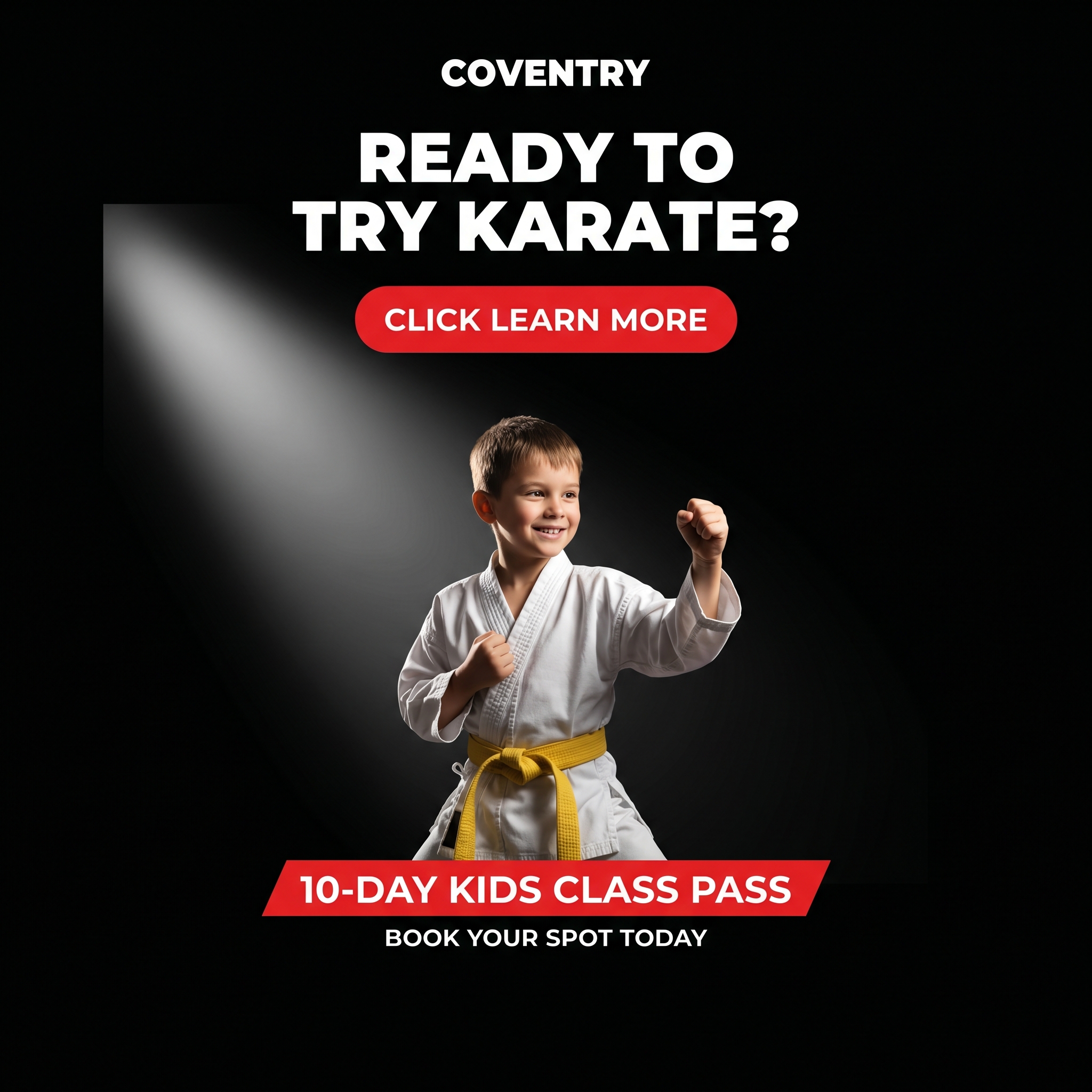 Northeast Family Martial Arts Facebook ad: Want a FREE 10-Day, Kids Martial Arts Class Pass?