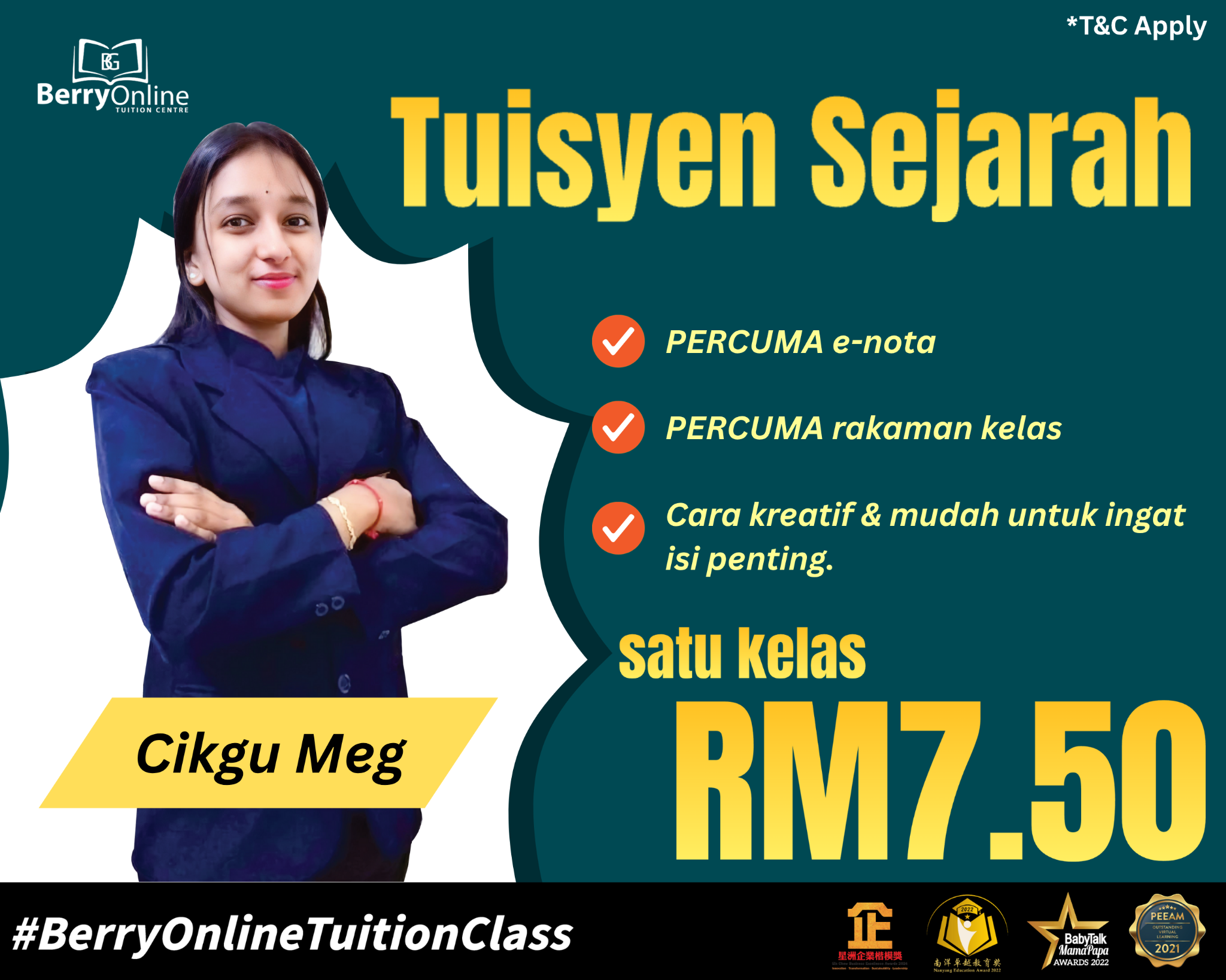 Berry Online Tuition Class Facebook ad: Tuisyen Sejarah!