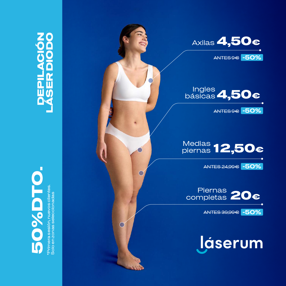 Láserum Facebook ad: Depilación láser desde 3€