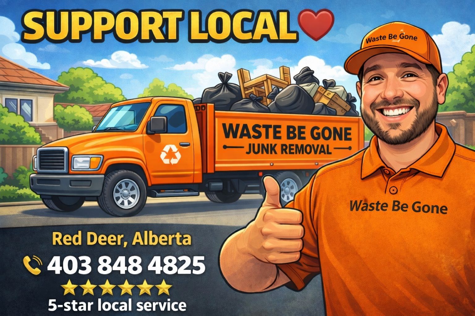 Waste Be Gone Facebook ad: FOR ALL YOUR JUNK REMOVAL NEEDS