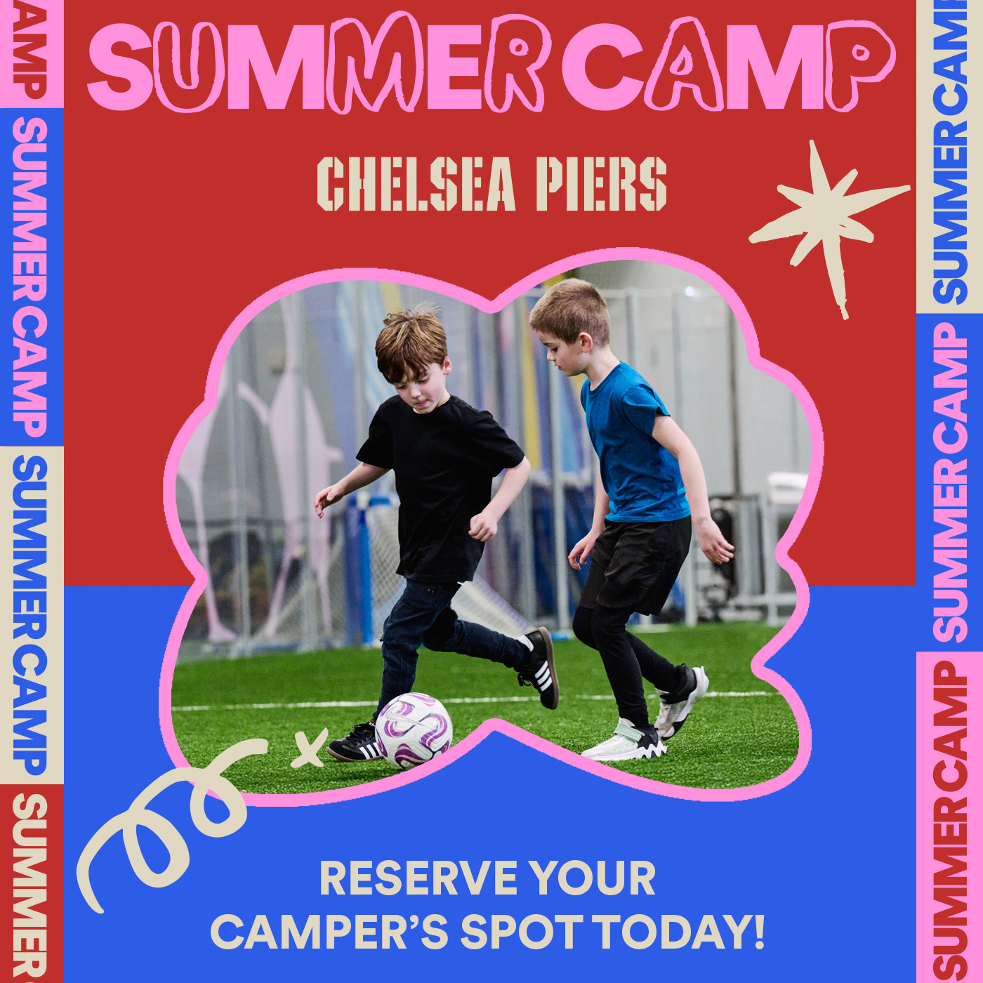 Chelsea Piers Field House Facebook ad: Summer Camp for ages 6-8