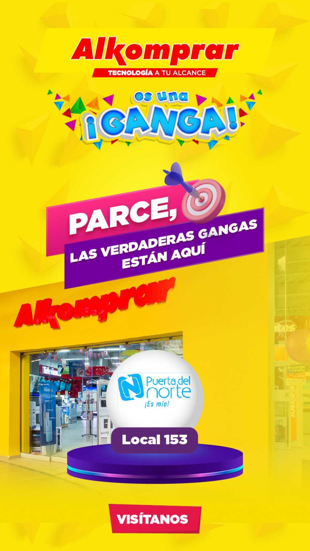 Alkomprar Facebook ad: Visítanos en C.C. Puerta del Norte
