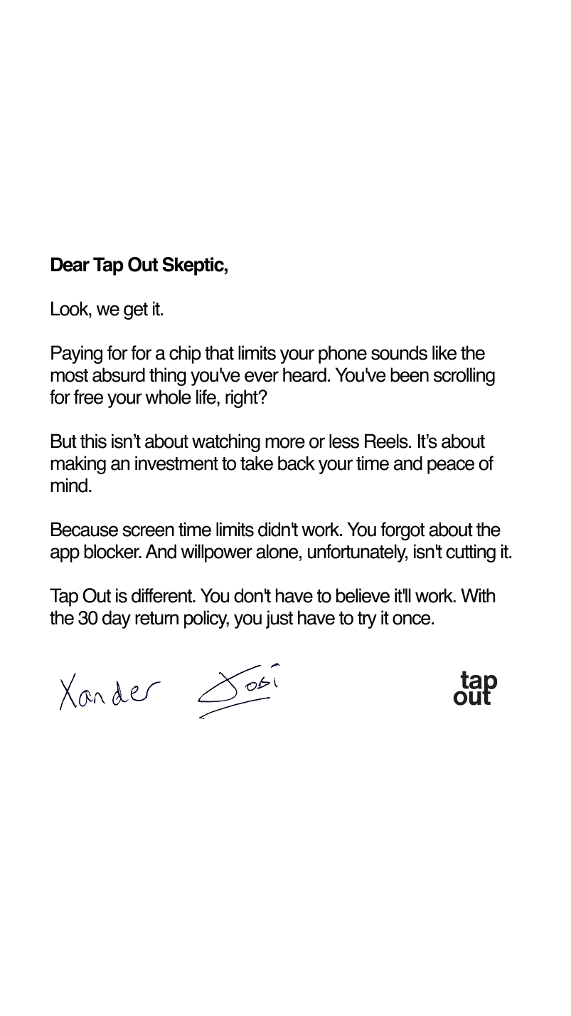 Tap Out Facebook ad