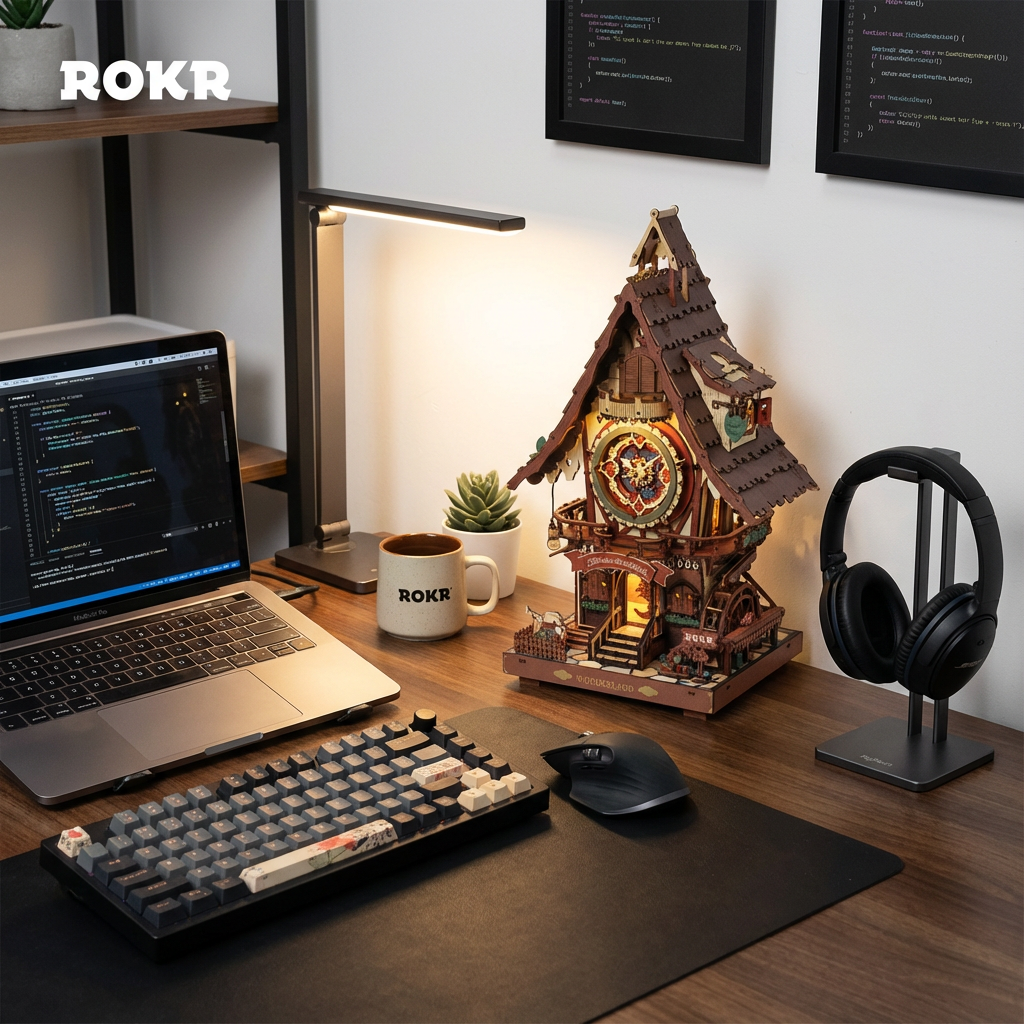 ROKR Facebook ad: ROKR Cuckoo Clock - DIY Wooden Clock 3D Puzzle Kit for…