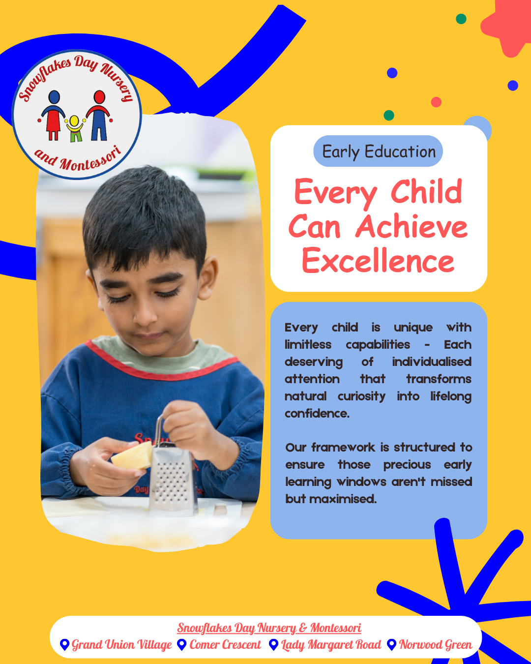 Snowflakes Day Nursery and Montessori. Facebook ad from Aug 23, 2025