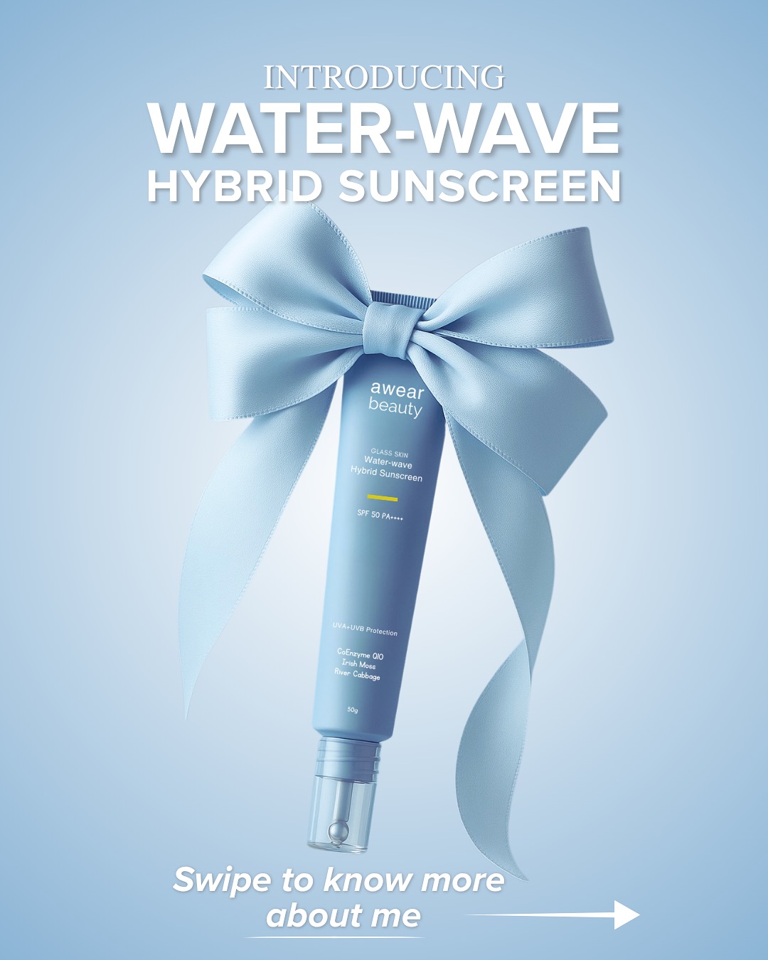 Awear Beauty Facebook ad: Meet WaterWave Sunscreen