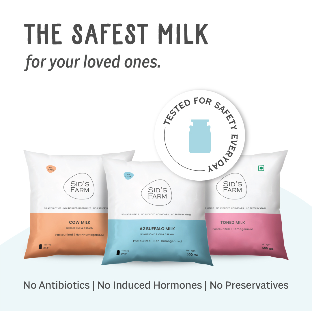 Sid's Farm Facebook ad: Every batch of milk tested, every packet pure. That's how…
