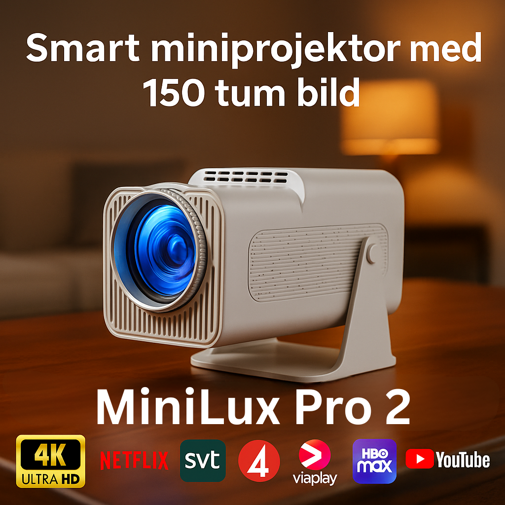 MiniProjektor Facebook ad: MiniLux Pro 2 miniprojektor, Maxad bild för allt!