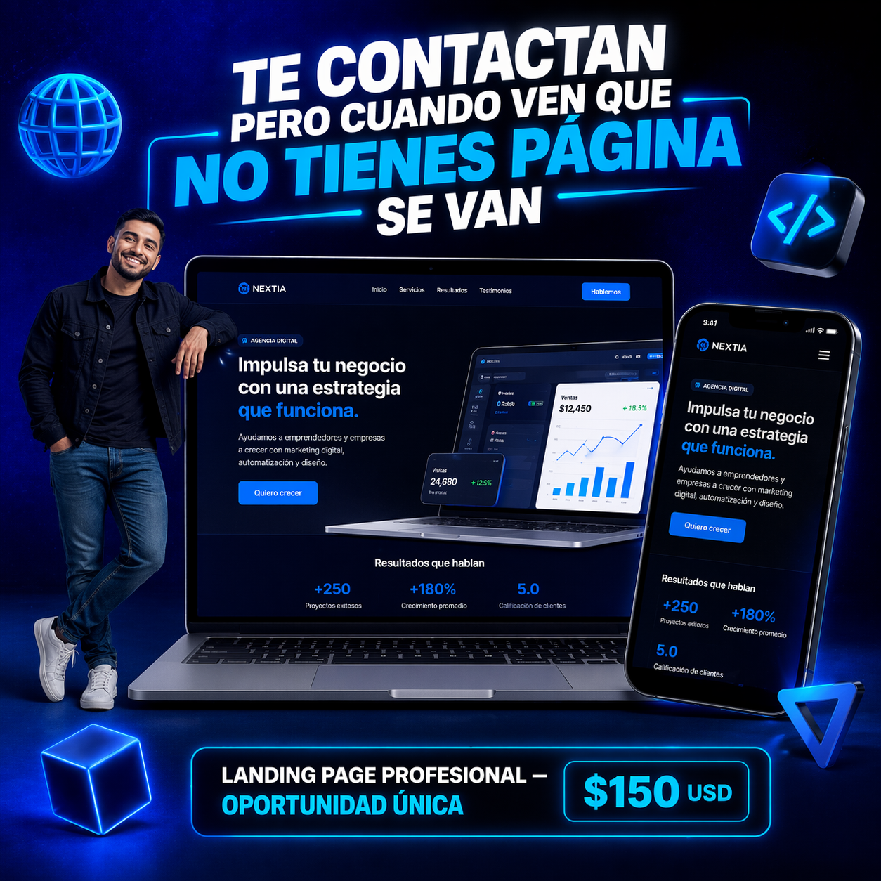 Antoshka Dev Marketing Facebook ad: ¡Hoy Brilla Tu Negocio!
