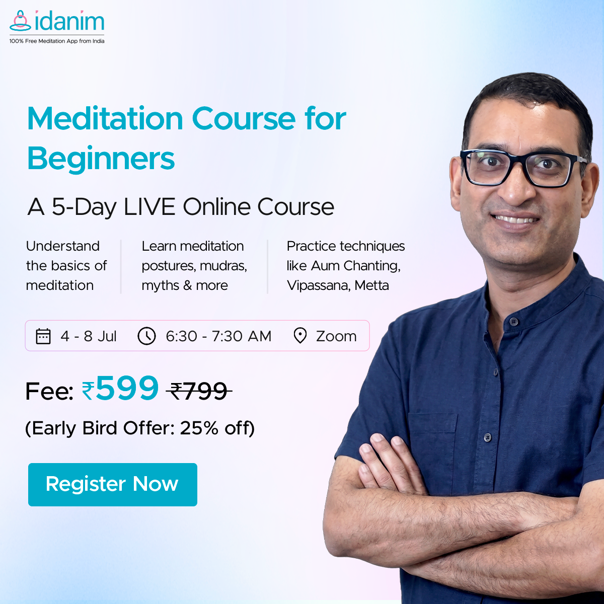 Idanim Facebook ad: Join Idanim's 5 day LIVE meditation course with…