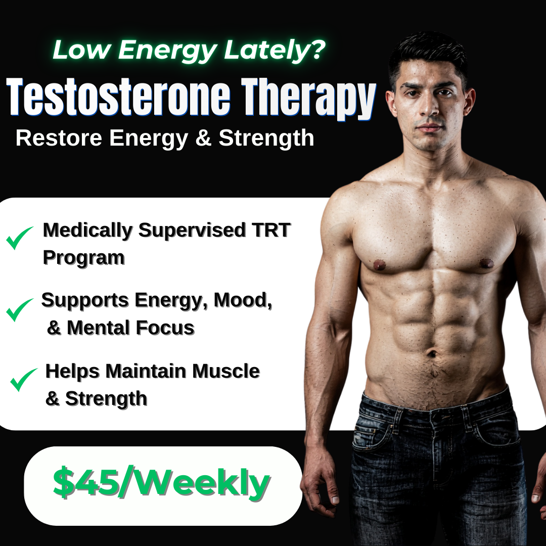 Evolve Medical Facebook ad: Explore Testosterone Therapy for Energy & Strength