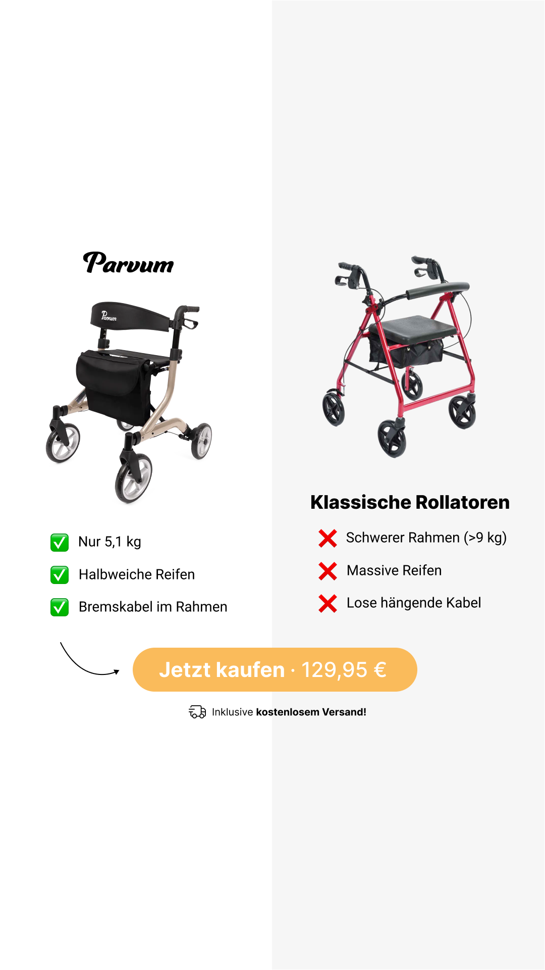 Parvum Facebook ad: Wiegt nur 5,1 kg