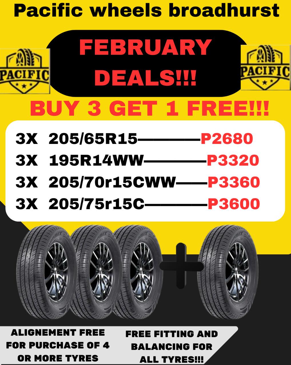 Pacific Wheels and Tires broadhurst Facebook ad: February sale