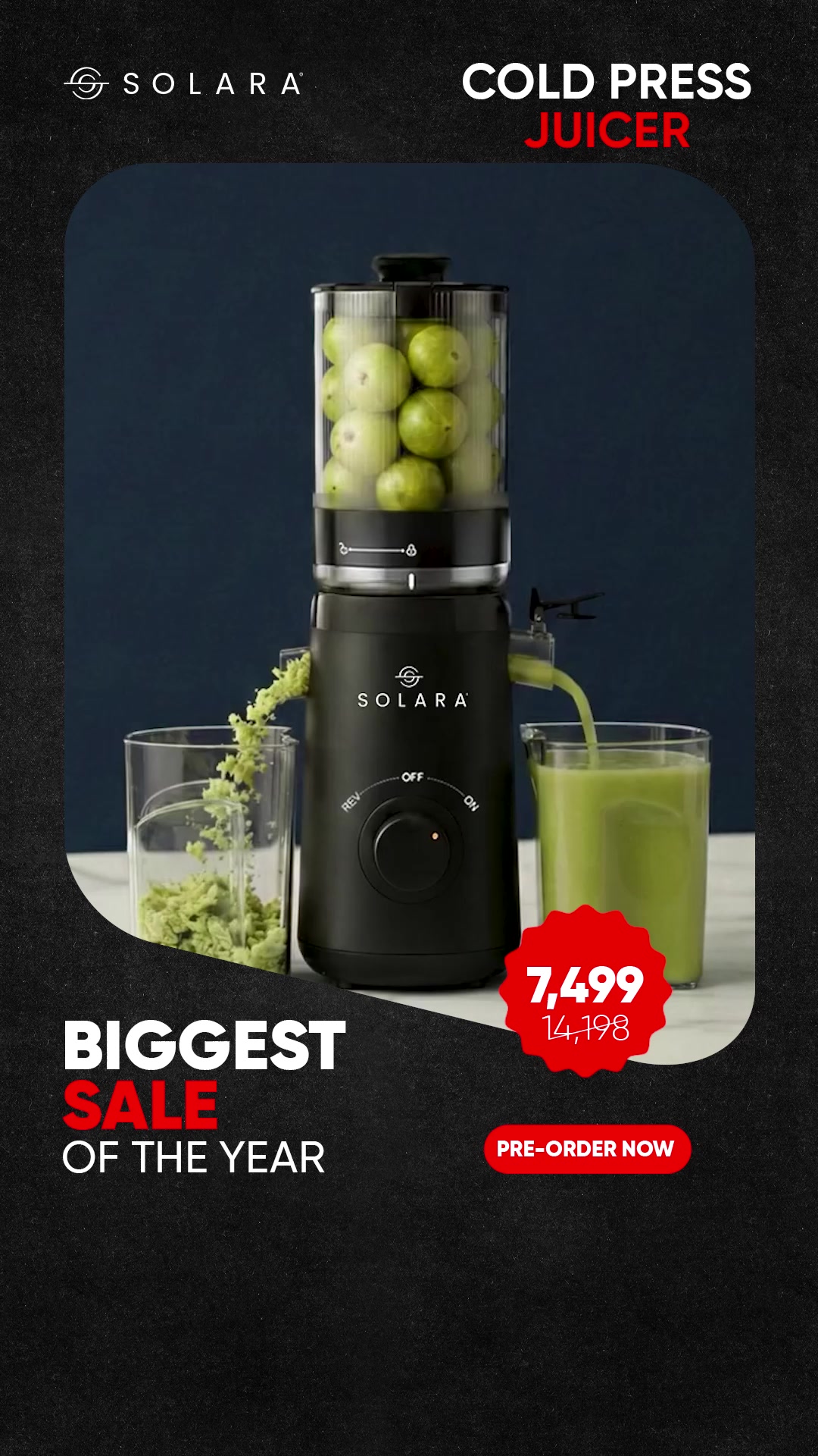 Solara Home Facebook ad: Cold Press Juicer at ₹7,499