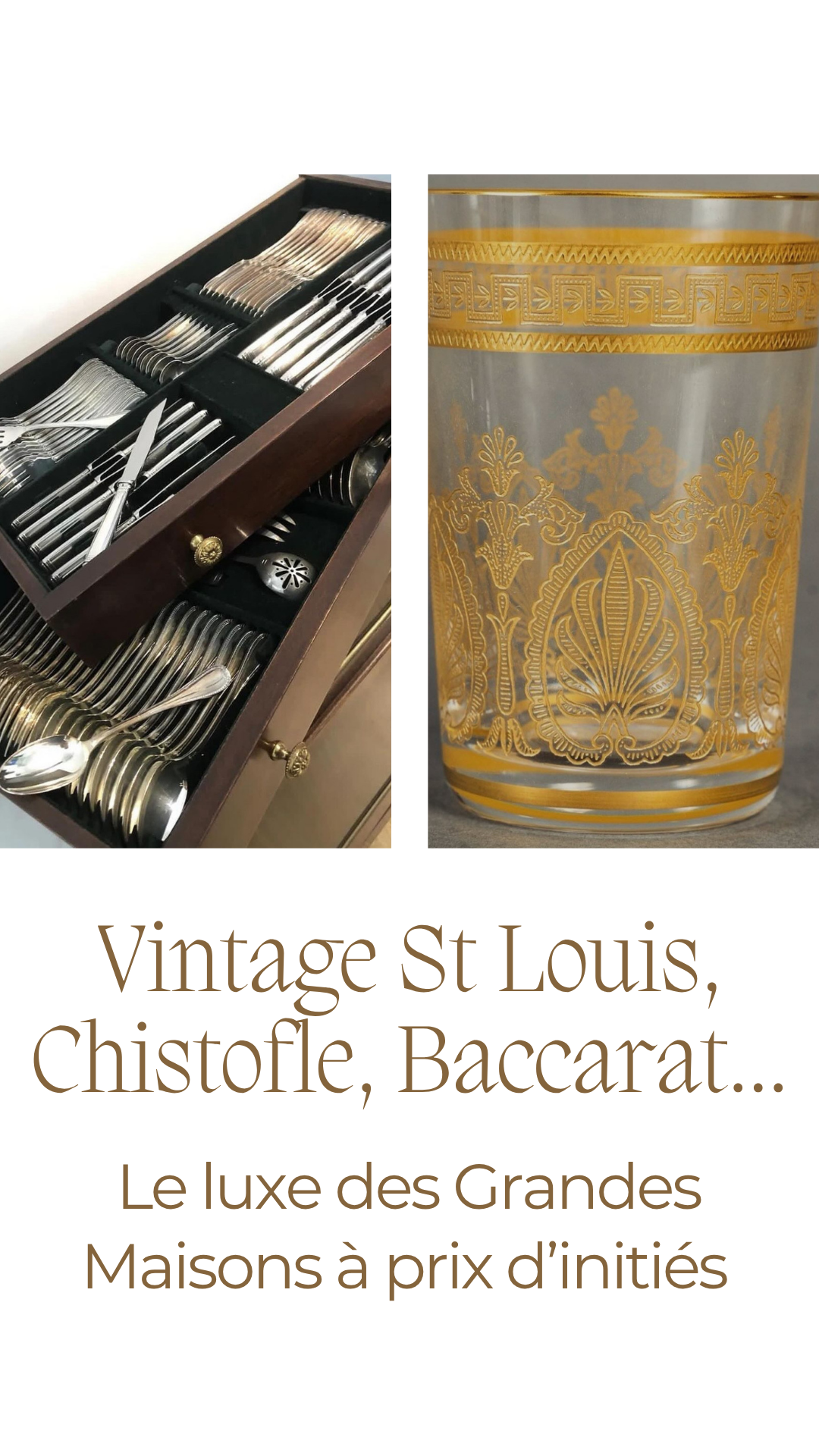 Ambiente Casablanca Facebook ad: Vintage Christofle, Saint Louis, Baccarat a prix d'initiés.