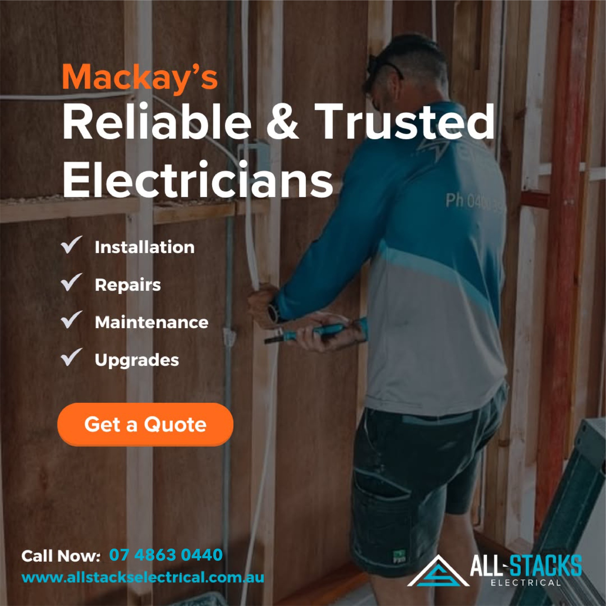 All-Stacks Electrical Facebook ad: Mackay, Experience a Brighter, Cooler, and Sustainable…