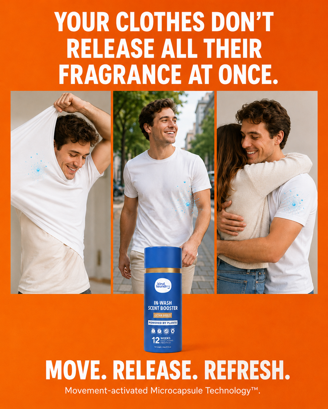 Kind Laundry Facebook ad: Plant-powered scent that shows up all day, every wear.