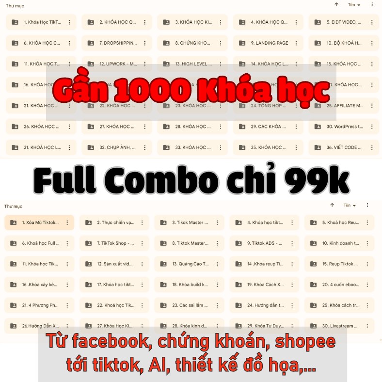 Khóa Học Online 4.0 Facebook ad: MUA 1 ĐƯỢC MỘT ĐỐNG (GẦN 1000 KHÓA…