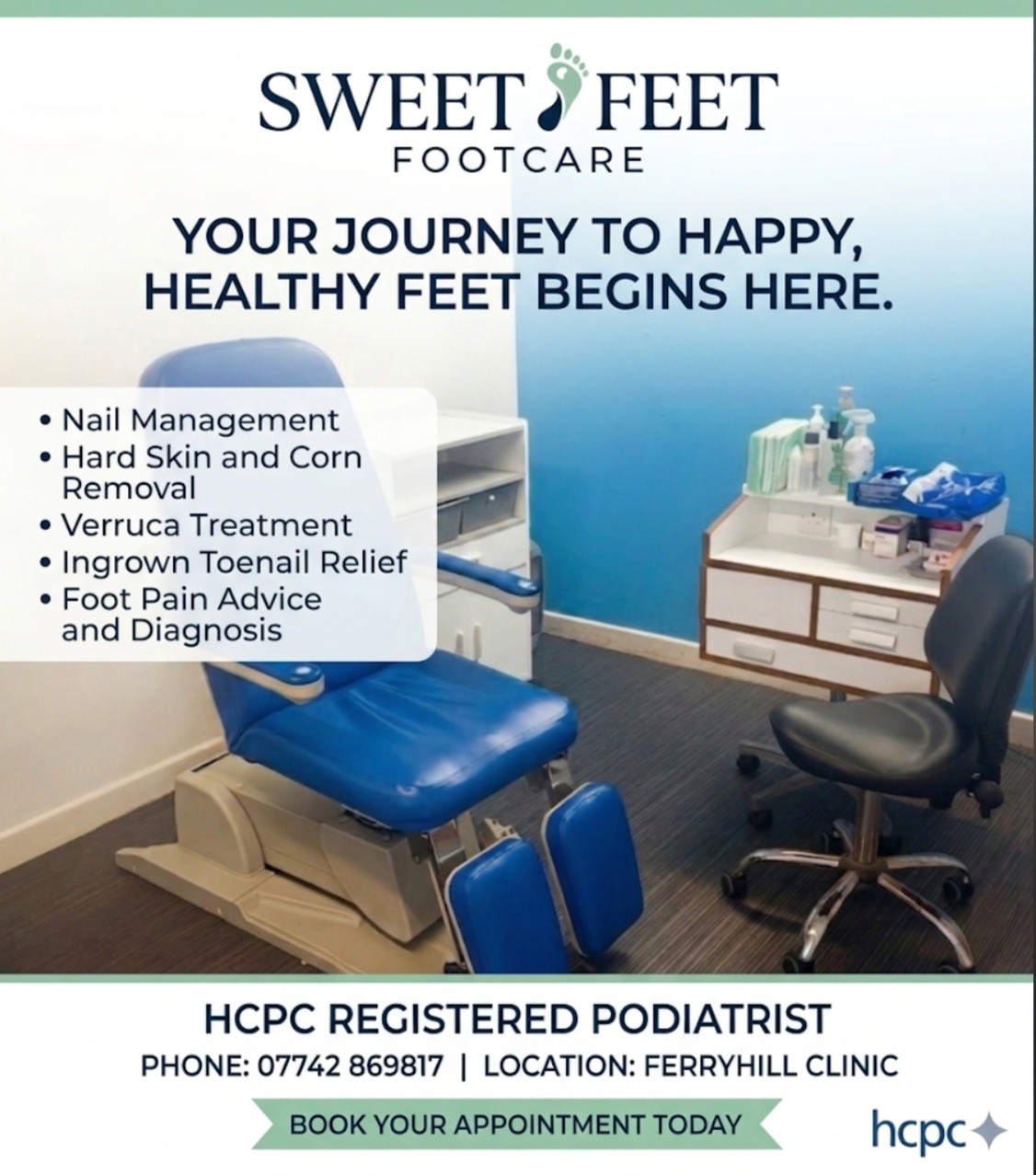 Sweet Feet Footcare Facebook ad: Step into comfort with Sweet Feet Footcare!