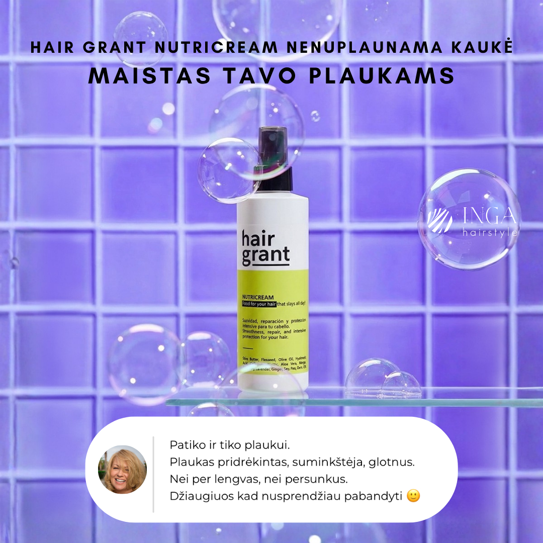 INGA Hairstyle Facebook ad: STOP sausiems ir besiveliantiems plaukams.