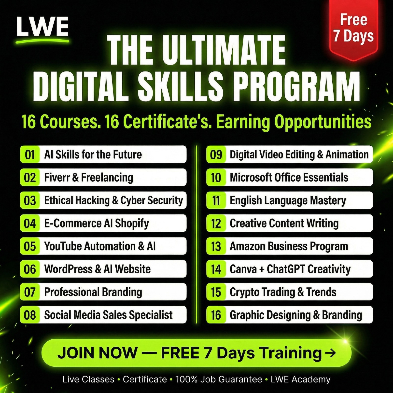 LWE Online Skills Facebook ad: Get Online Skills