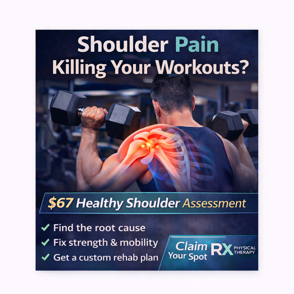 RX Physical Therapy Facebook ad: $67 Complete Shoulder Assessment And Plan