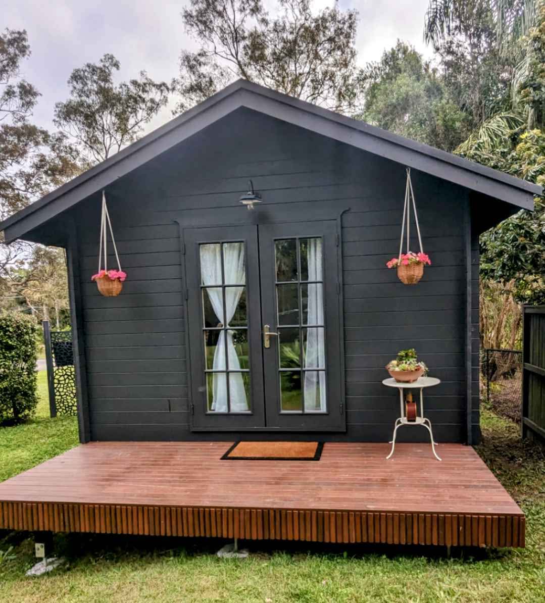 Samantha Irving Facebook ad: Quality 16sqm treated timber cabin garden room, office…