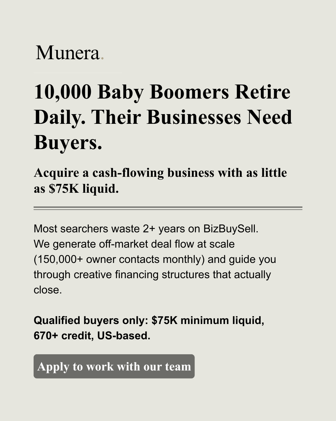 Munera Ventures Facebook ad