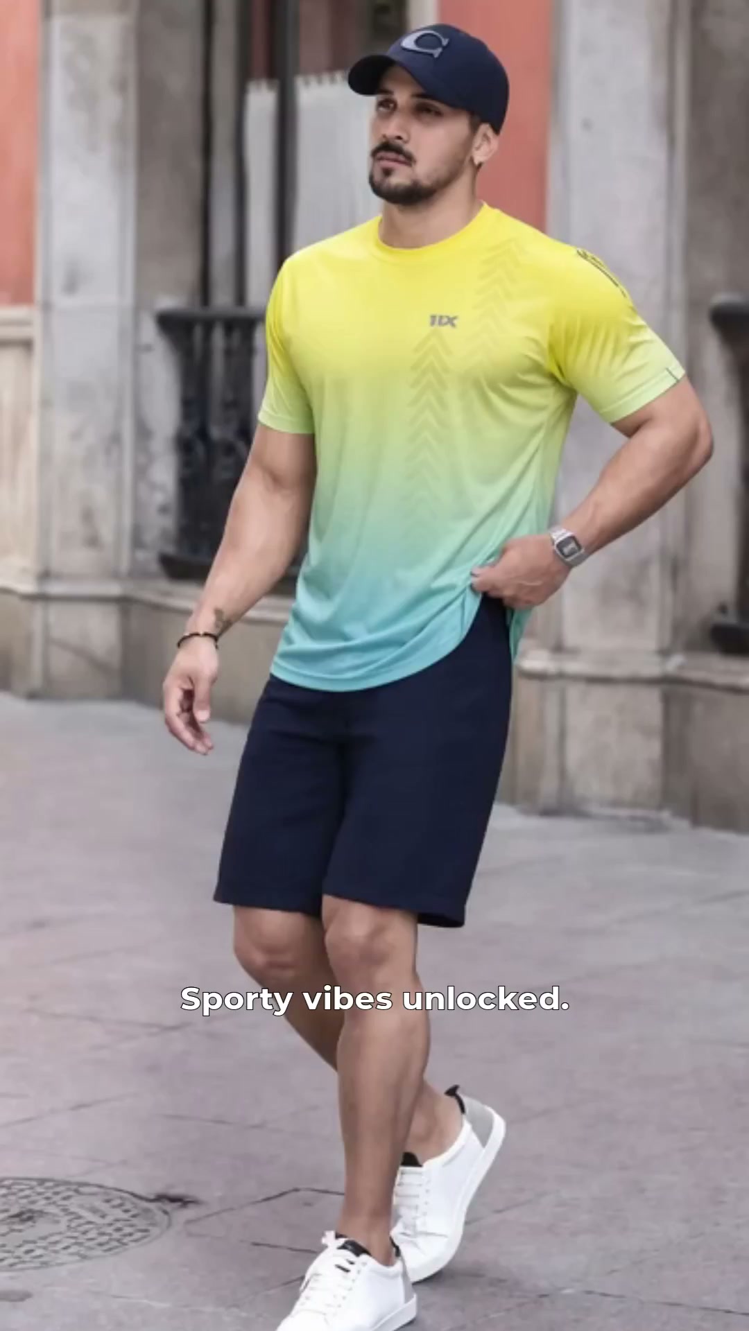 11xsports Facebook ad: Yellow And Blue Polyester And Lycra T Shirt For Men