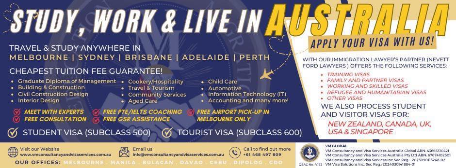 VM Consultancy and Visa Services Australia-Philippines Facebook ad: Welcome to VM Consultancy and Visa Services…