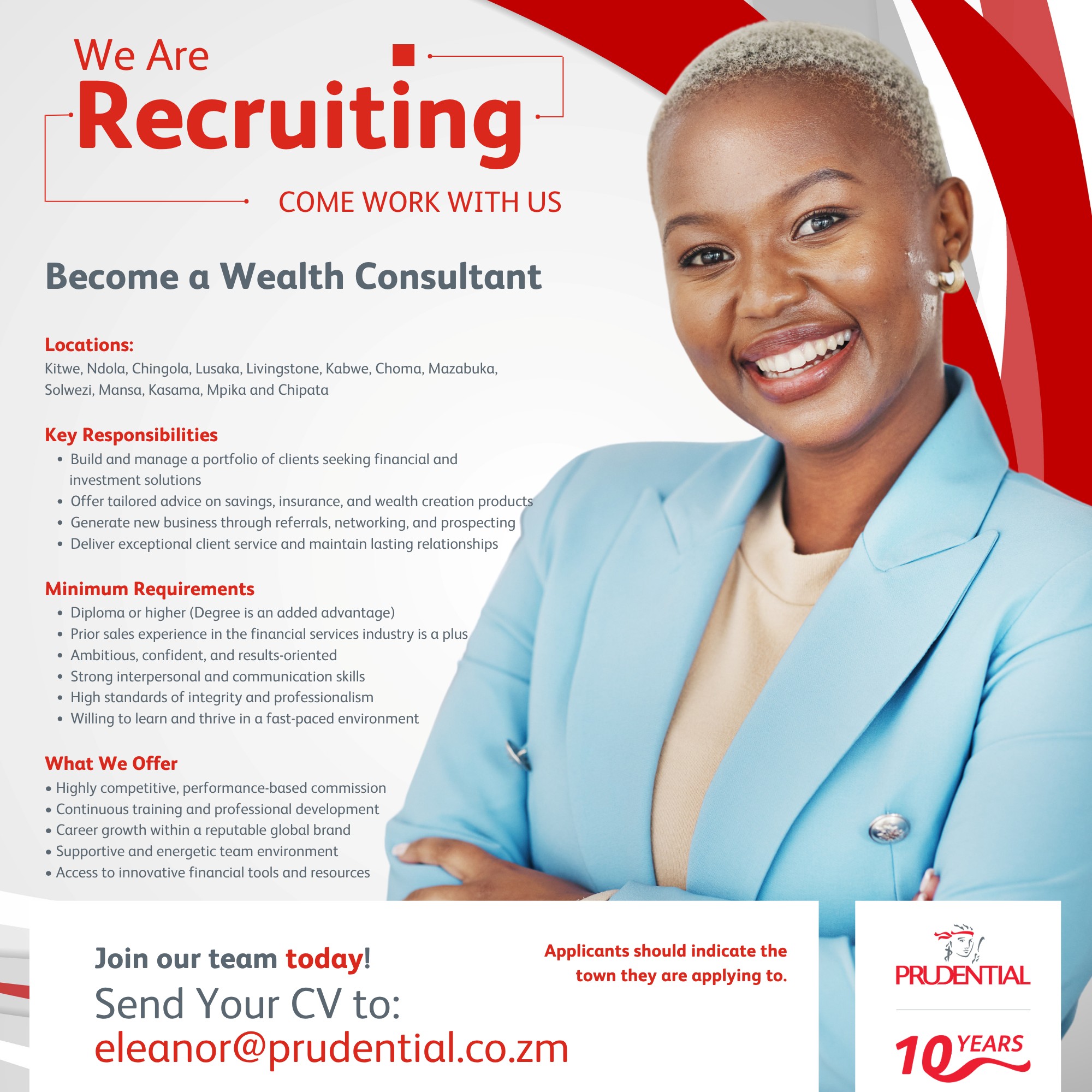 Prudential Zambia Facebook ad: We are looking for highly motivated individuals to…
