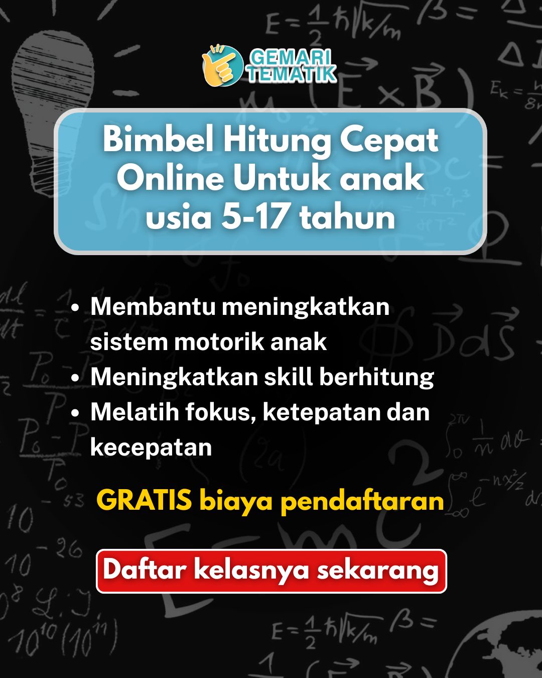 Kursus Matematika Hitung Cepat TK SD SMP SMA Facebook ad: Kuasai Hitung Cepat Sekarang!