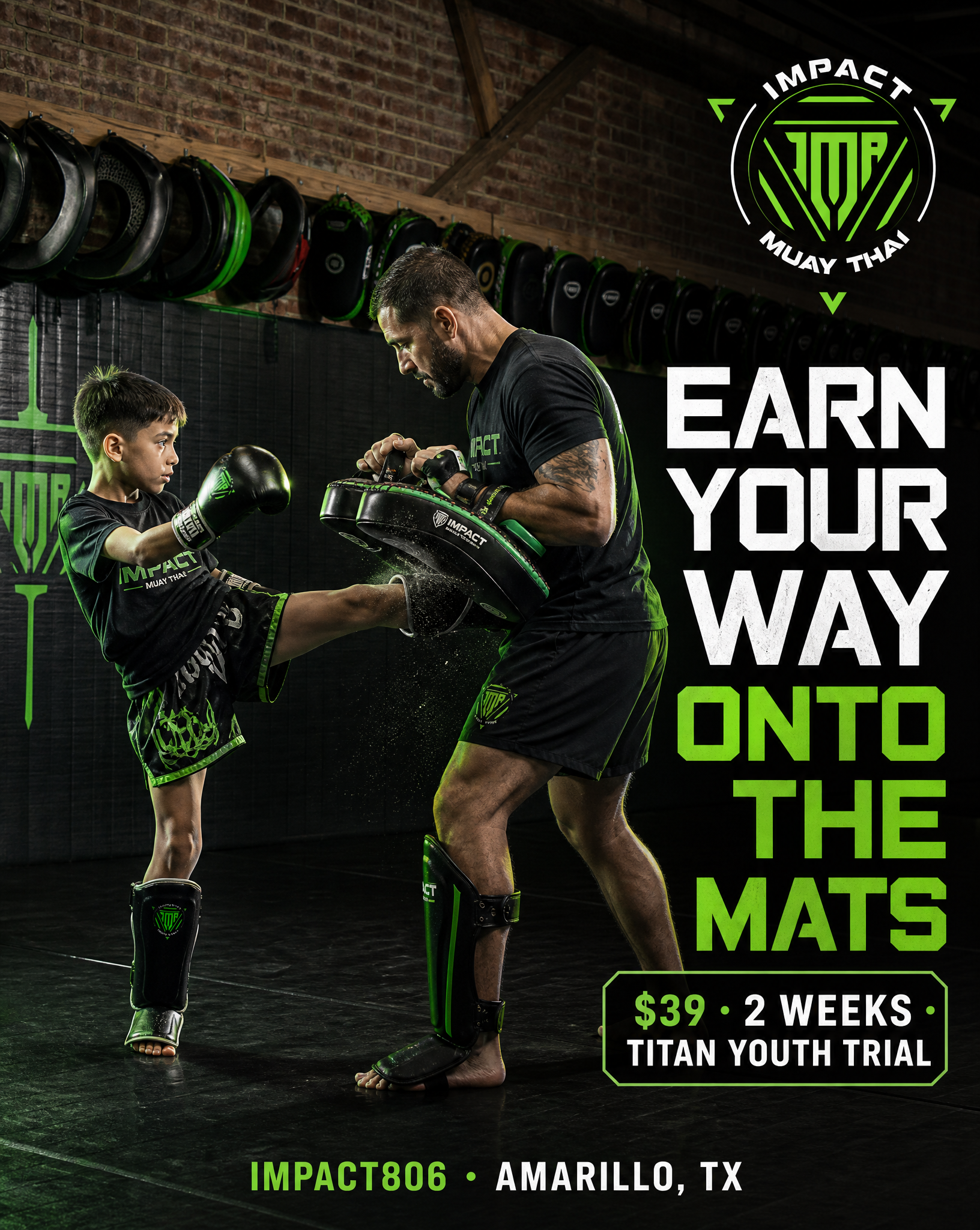 Impact Martial Arts Academy Facebook ad: Earn Your Way, $39 · 2 Weeks