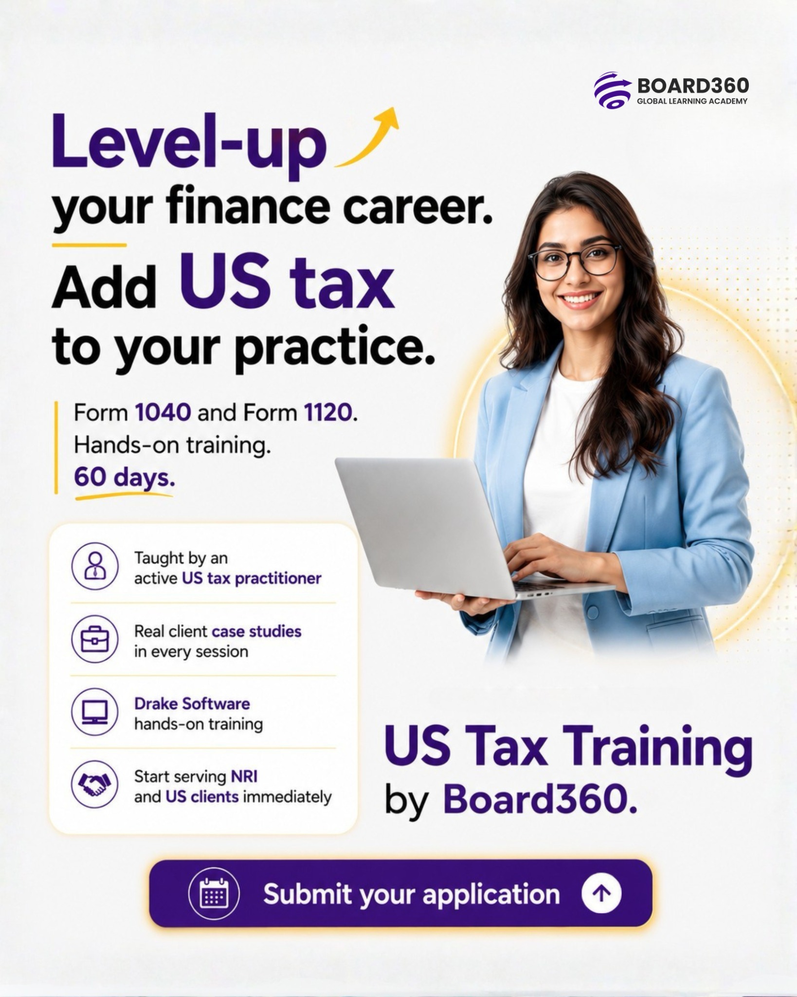 Board360 Facebook ad: US Tax Training by Board360.