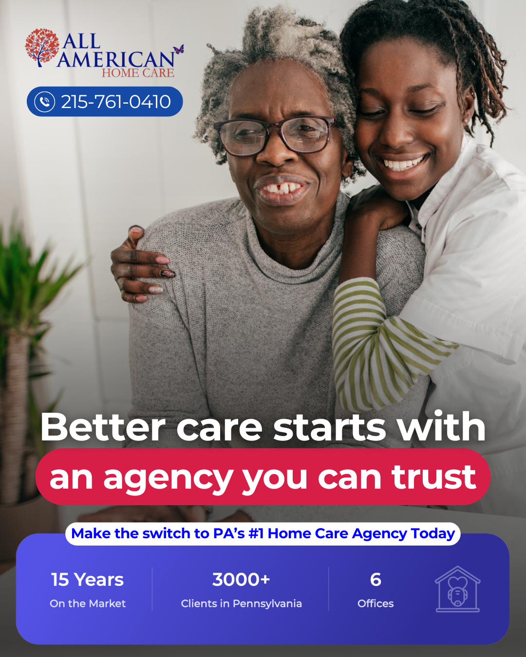 All American Home Care LLC Facebook ad: Not Happy With Your Home Care Agency? It’s Time to Switch!
