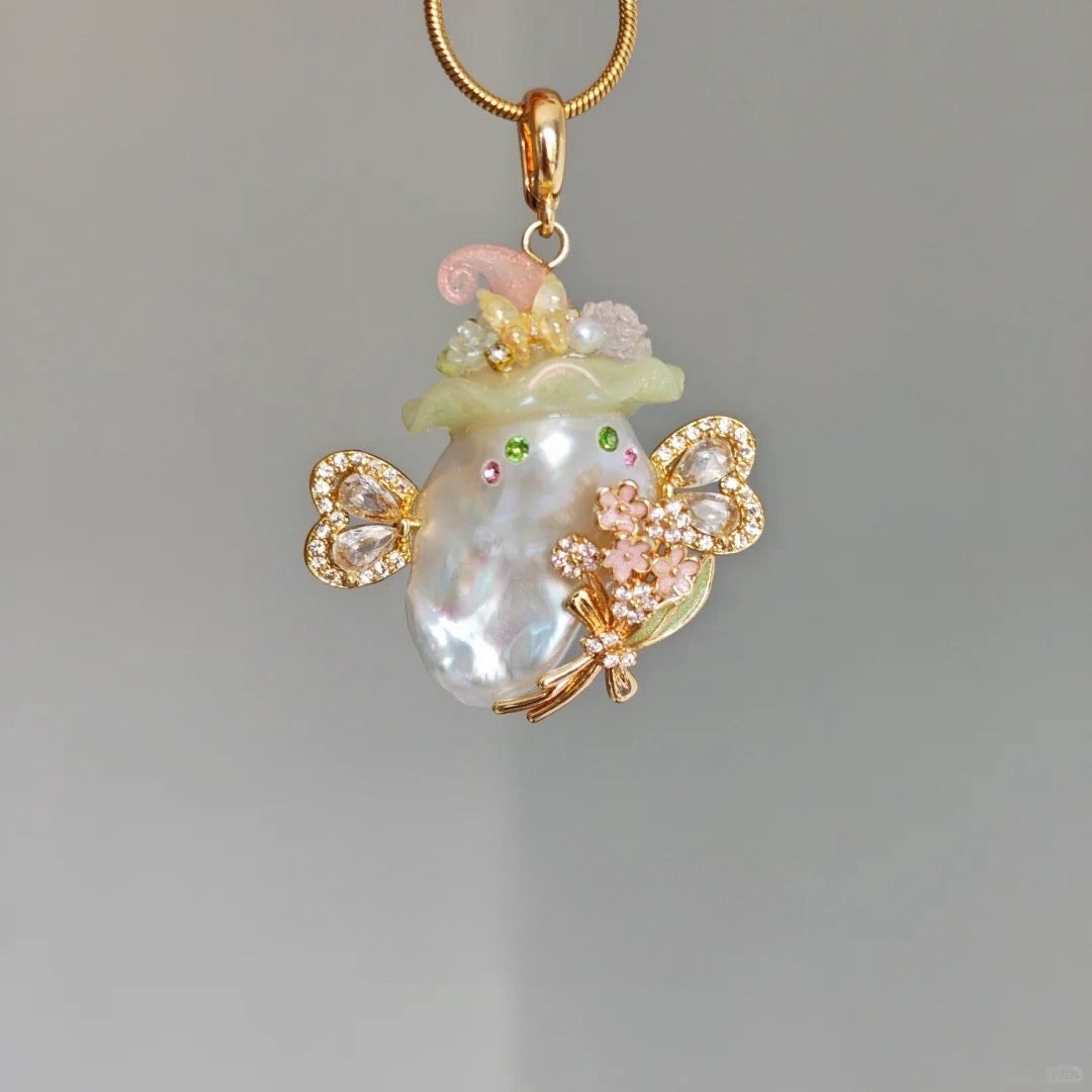 Verdennova Facebook ad: Artisan baroque pearl pendant with whimsical witchy allure.