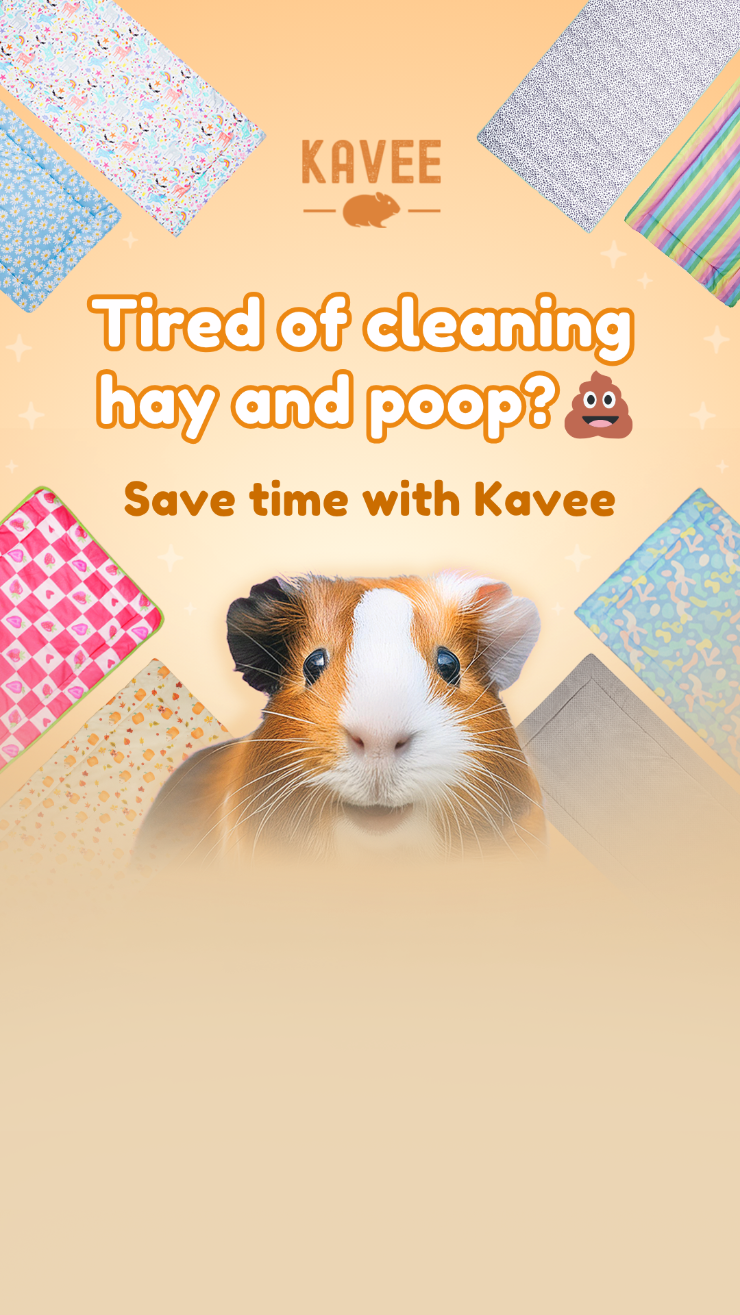 Kavee Facebook ad: Easy-Clean Fleece Liners for Piggies
