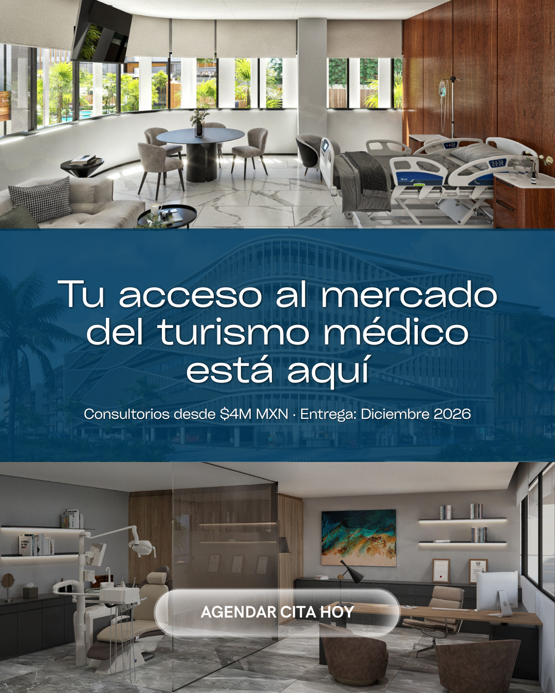 LuximiaMed Facebook ad: Tu paciente internacional ya está en Cancún | Luximia Med