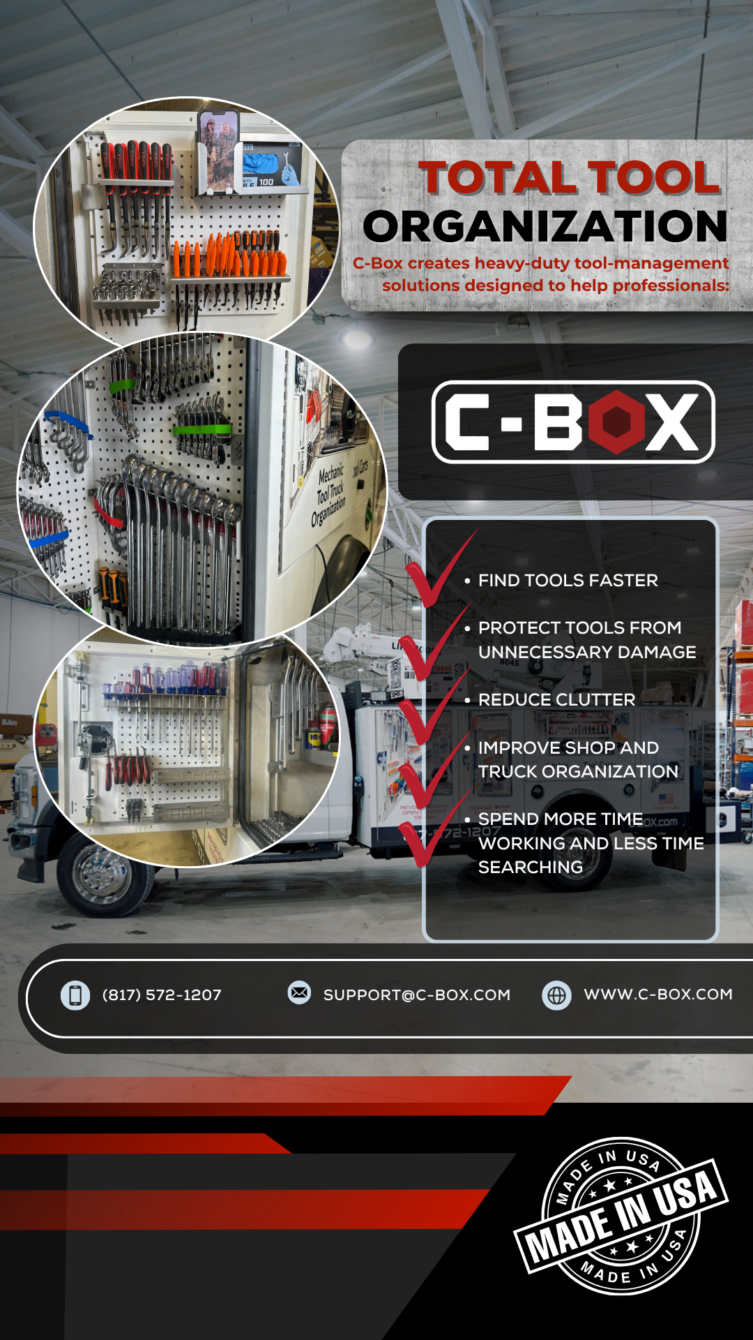 C-Box Ultimate Tool Management Facebook ad: MORE TOOLS. SAME SPACE.