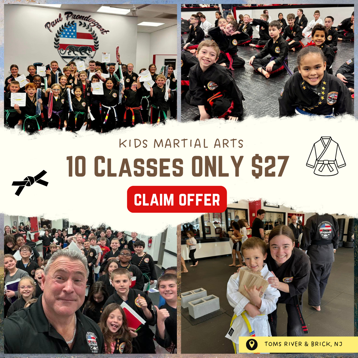 Paul Prendergast Karate Facebook ad: $27 Martial Arts Class Special in Brick!