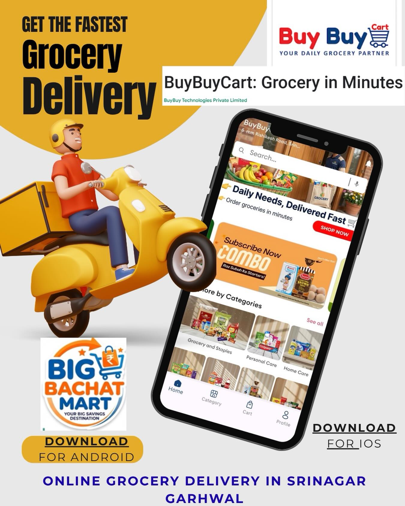 Big Bachat Mart Facebook ad: NOW DELIVERING UP TO 10 KM RADIUS Which…