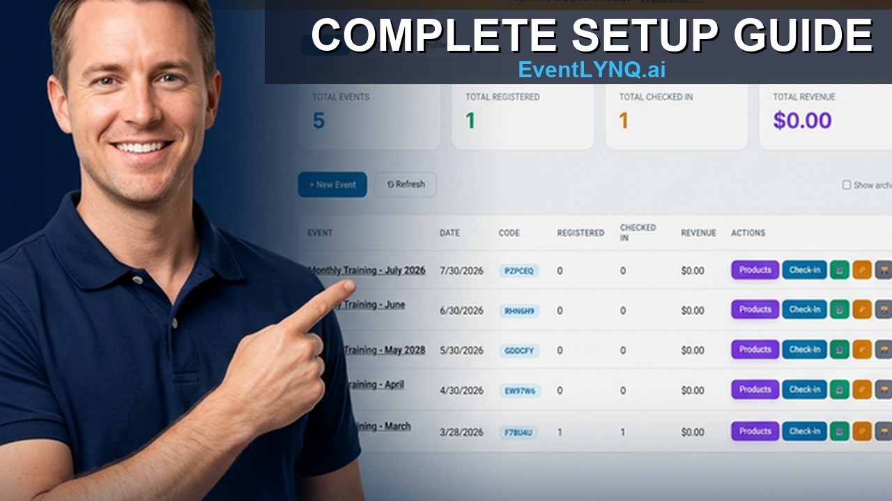 ConvertNow Facebook ad: EventLYNQ.ai Complete Setup Guide, Event Check-In &…