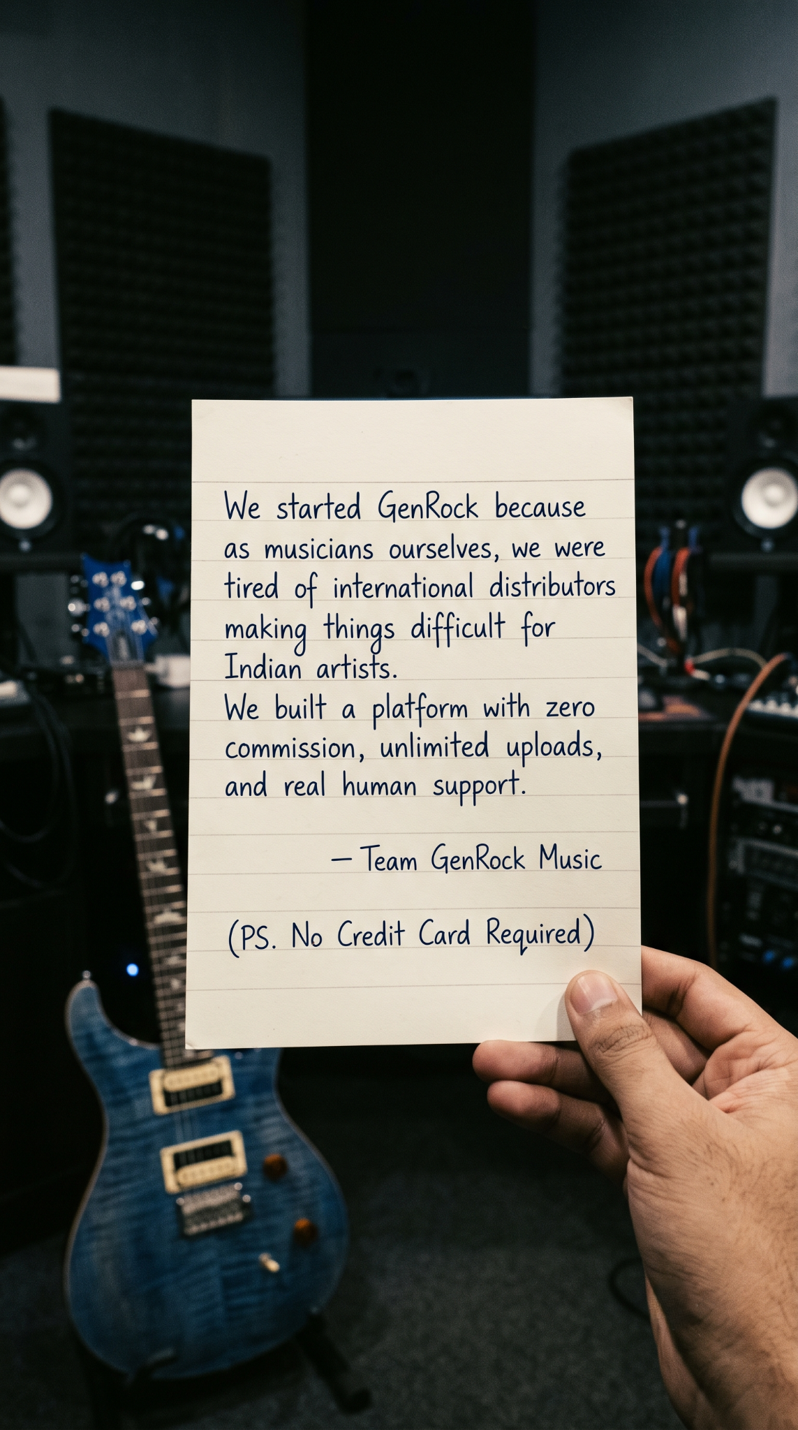 GenRock Facebook ad: Finally, a distribution platform for Indian artists.