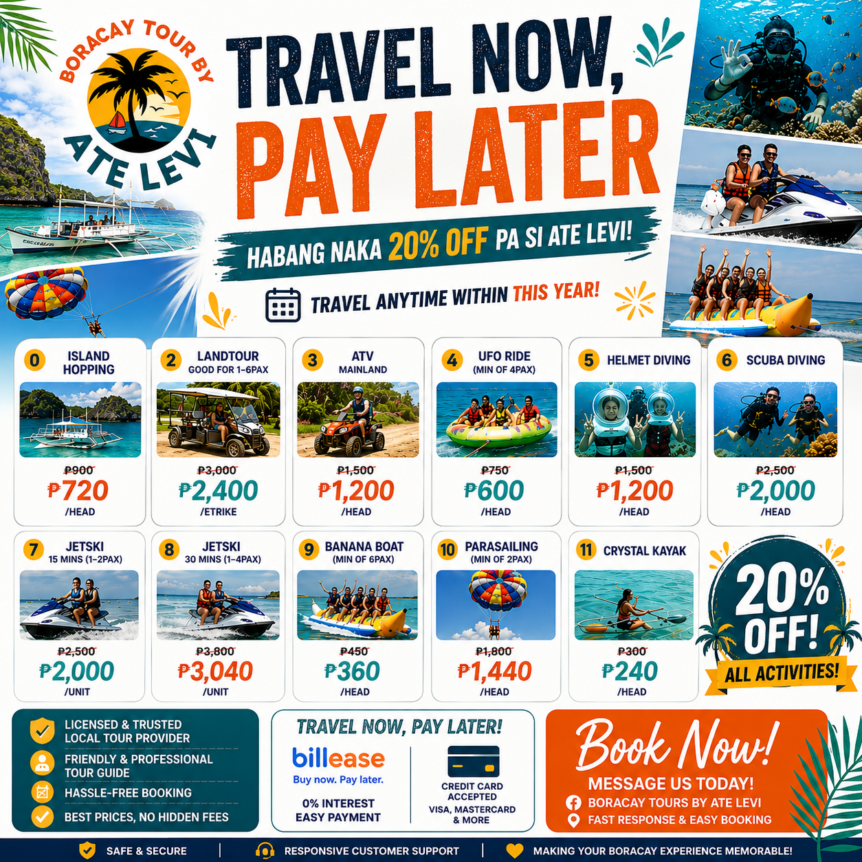Boracay Tours by Ate levi Facebook ad