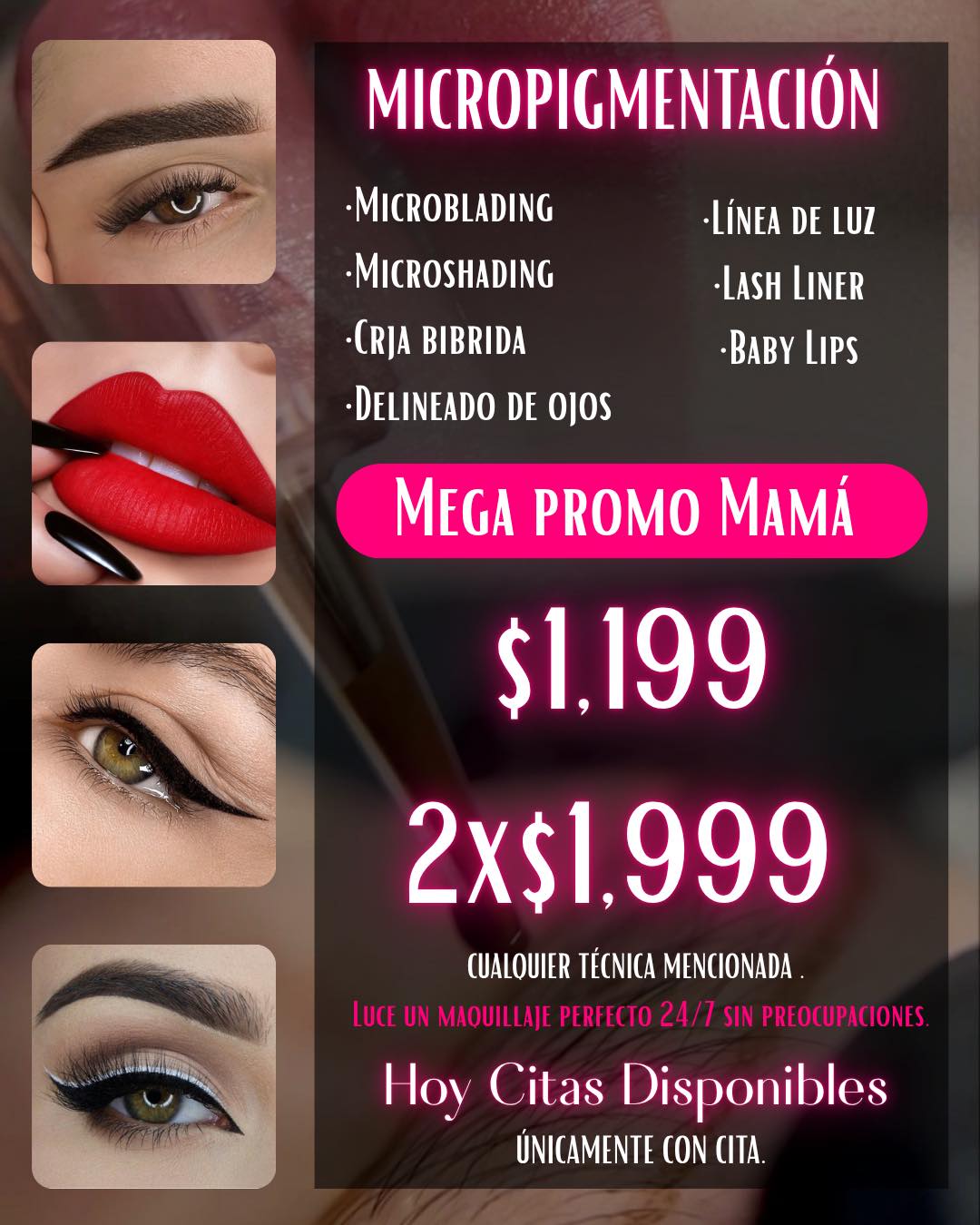 Nefertiti Brows & Lashes Facebook ad: PROMOCIÓN PARA MAMÁ
