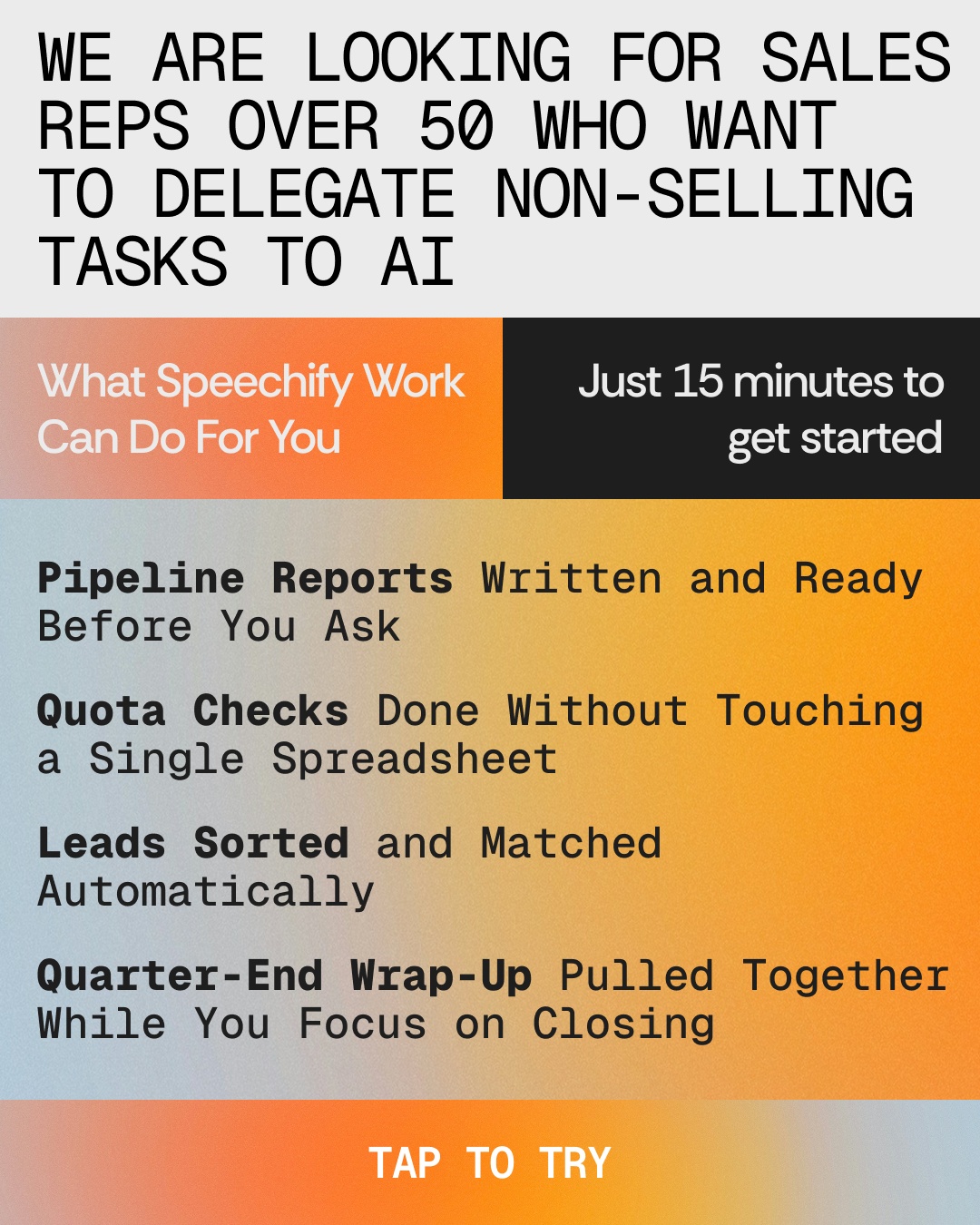 Speechify Work Facebook ad
