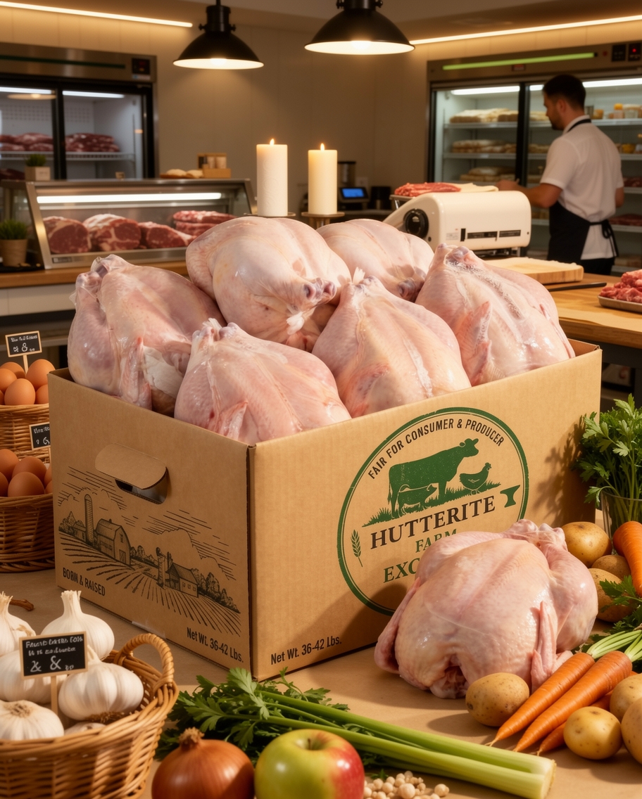 Hutterite Farm Exchange Facebook ad: Farm-Fresh Chicken Delivery in Calgary, Edmonton, Red Deer…
