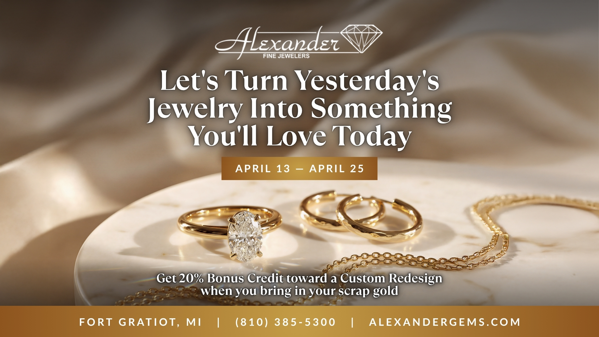 Alexander Fine Jewelers Facebook ad: Turn Your Gold Into Something New