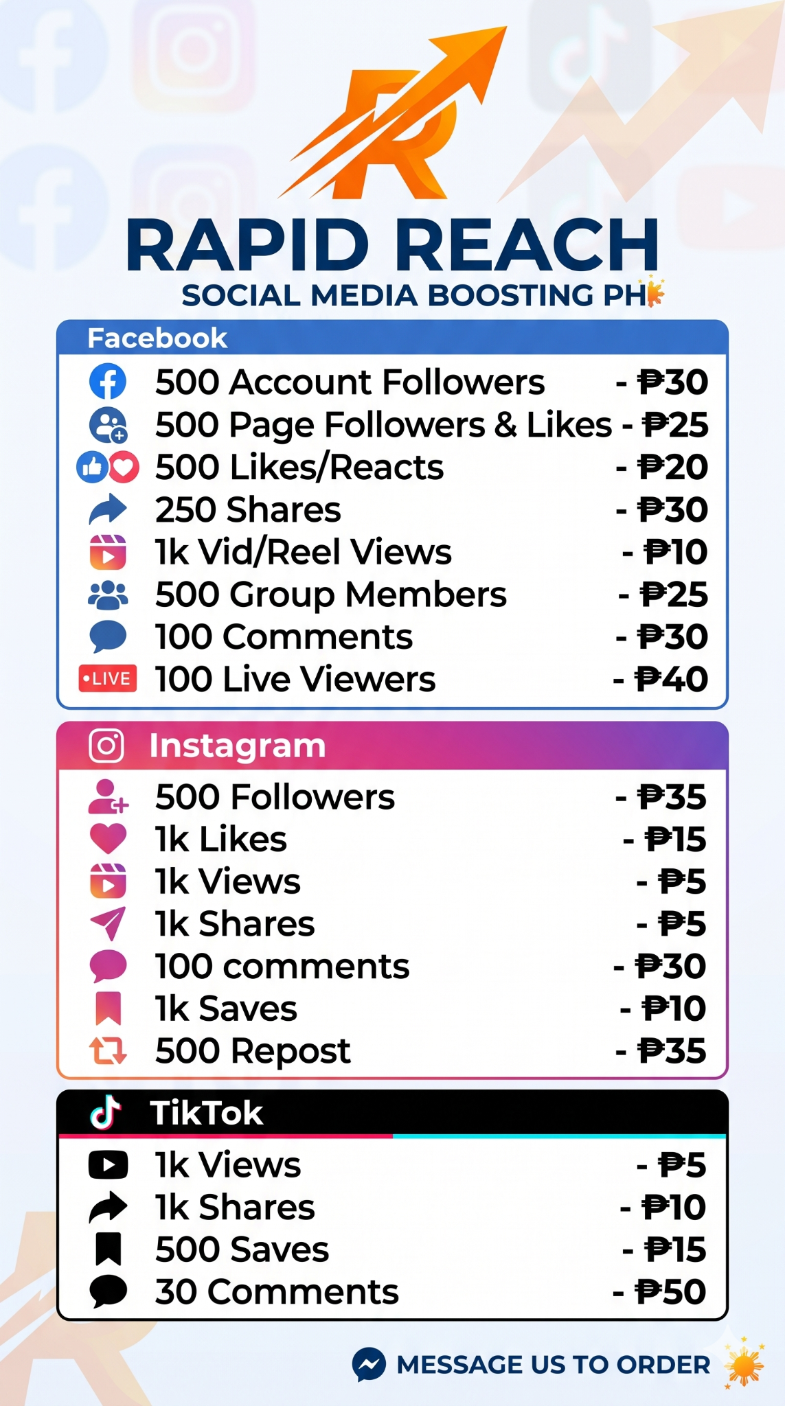 Rapid Reach PH Facebook ad: I-boost na ang iyong Social Media presence for as low as ₱20