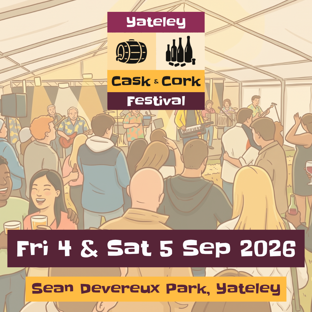 Yateley Cask & Cork Festival Facebook ad: Yateley's 2nd biggest party is back!